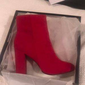 PLT Cherry Red Suede Booties